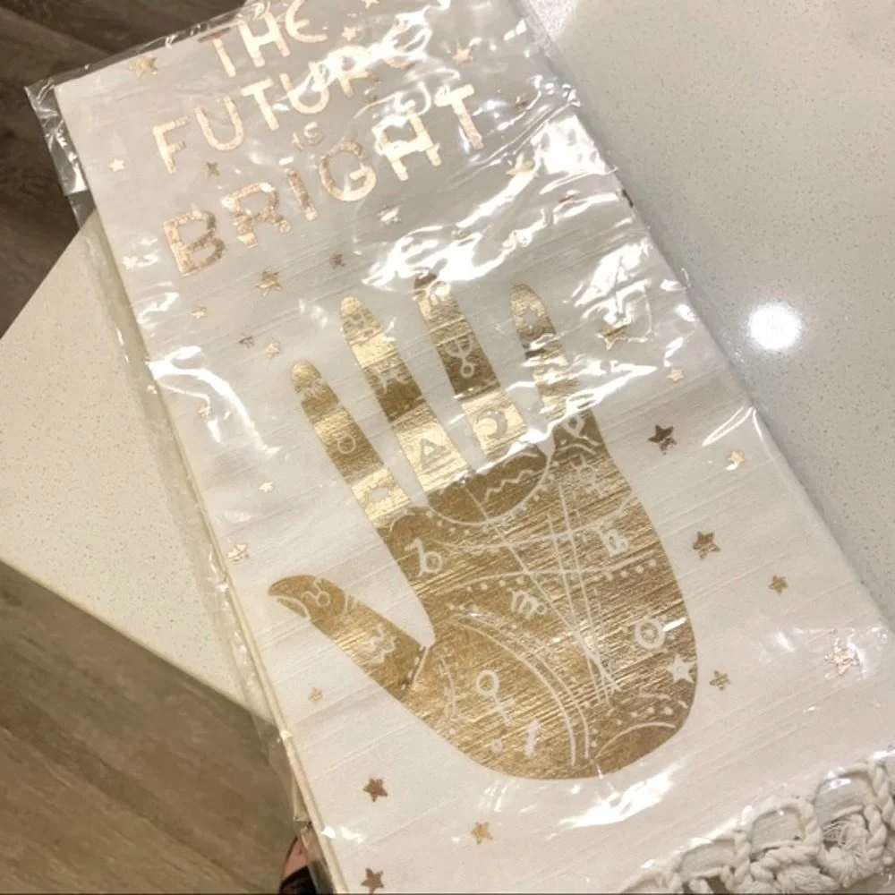 Anthropologie Metallic Gold Palmistry Tapestry Wall Hanging Dish Towel